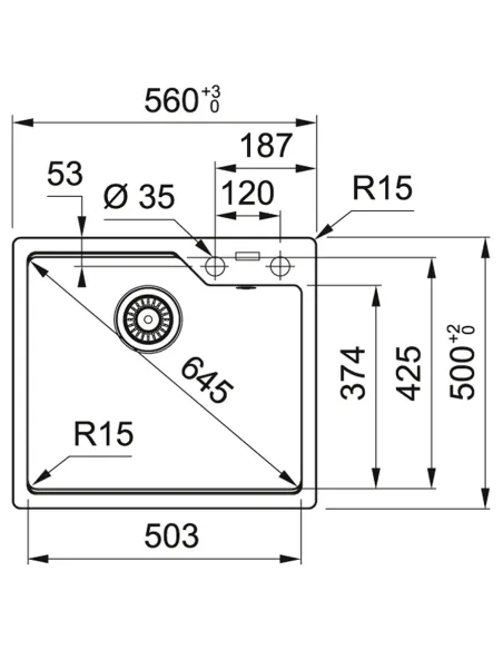 Мийка для кухні прямокутна Franke Urban UBG 610-56, 560х500х230 мм, сірий сланець, кам`яна