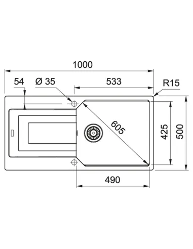 Мойка для кухни прямоугольная Franke Urban UBG 611-100 XL, 1000х500х220 мм, Black Edition, каменная купить в Днепре и Киеве - це