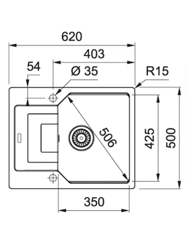Мойка для кухни прямоугольная Franke Urban UBG 611-62,620х500х220 мм, Black Edition, каменная купить в Днепре и Киеве - цена от 