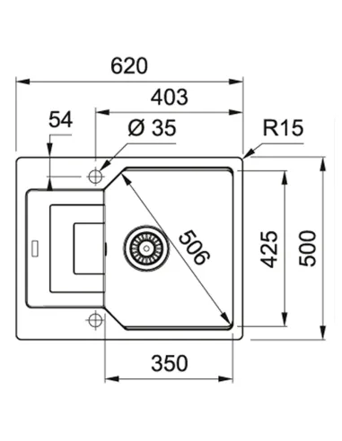 Мойка для кухни прямоугольная Franke Urban UBG 611-62,620х500х220 мм, серый сланец, каменная купить в Днепре и Киеве - цена от К