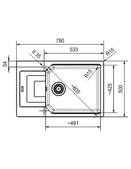 Мойка для кухни прямоугольная Franke Urban UBG 611-78 XL, 780х500х220 мм, серый камень, каменная купить в Днепре и Киеве - цена 