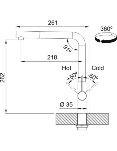 Змішувач для кухні з висувним виливом Franke Neptune Evo чорний купити в Дніпрі та Києві - ціна від КТУ