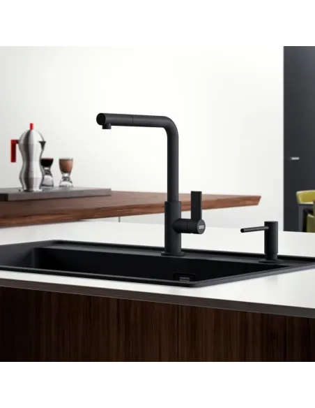 Змішувач для кухні з висувним виливом Franke Neptune Evo чорний купити в Дніпрі та Києві - ціна від КТУ