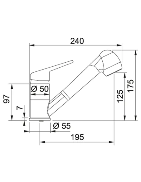 Смеситель для кухни Franke Novara-Plus оникс, с выдвижным изливом купить в Днепре и Киеве - цена от КТУ