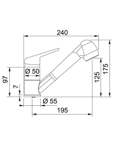 Змішувач для кухні з висувним виливом Franke Novara-Plus сірий камінь купити у Дніпрі та Києві - ціна від КТУ