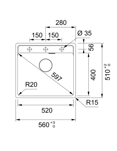 Мийка для кухні прямокутна Franke Maris MRG 610-52 TL, 560x510x200 мм, кам`яна, сірий сланець