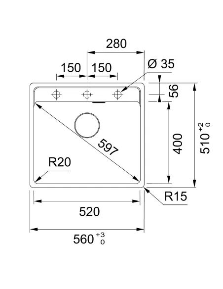 Мийка для кухні прямокутна Franke Maris MRG 610-52 TL, 560x510x200 мм, кам`яна, сірий сланець