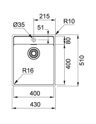 Мийка кухонна металева прямокутна Franke Maris MRX 210-40 TL, 430х510х180 мм купити у Дніпрі та Києві - ціна від КТУ