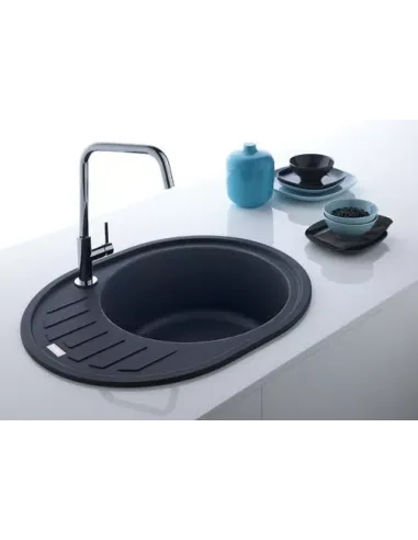 Мойка кухонная овальная Franke Ronda ROG 611-62, 620x500x205 мм, оникс, каменная купить в Днепре и Киеве - цена от КТУ