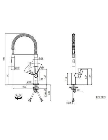 Смеситель для кухни Franke Fox Pro с гибким изливом купить в Днепре и Киеве - цена от КТУ