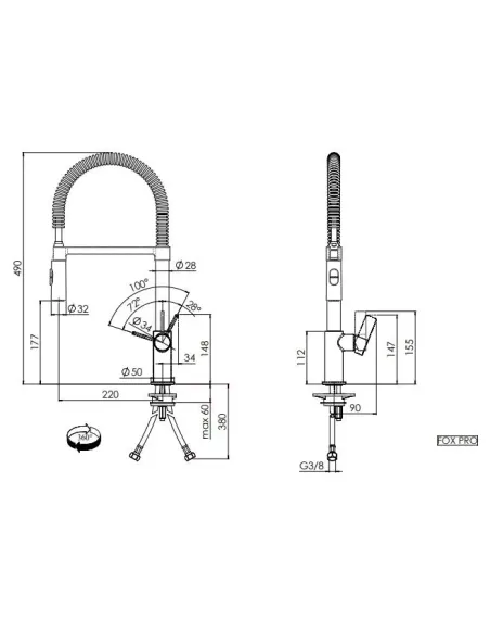 Смеситель для кухни Franke Fox Pro с гибким изливом купить в Днепре и Киеве - цена от КТУ