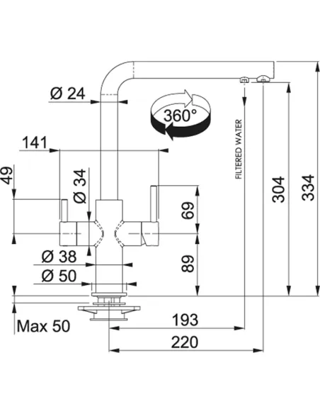 Змішувач для кухні з підключенням до фільтра Franke Neptune Clear Water хром купити в Дніпрі та Києві - ціна від КТУ