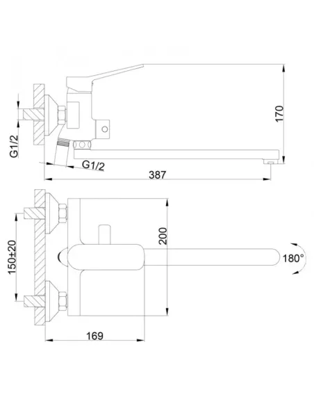 Змішувач для ванни Frap F2261 з душовим набором, хром