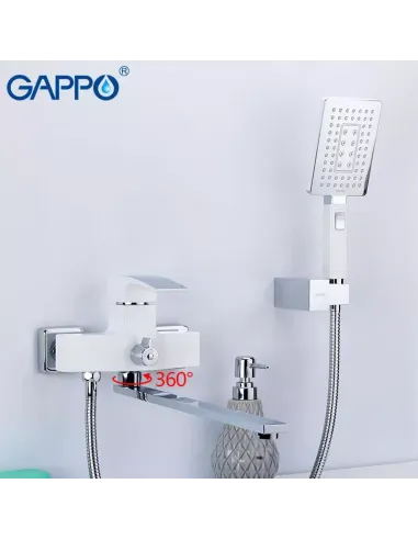 Змішувач для ванни Gappo G2207-7 із душовим набором, білий