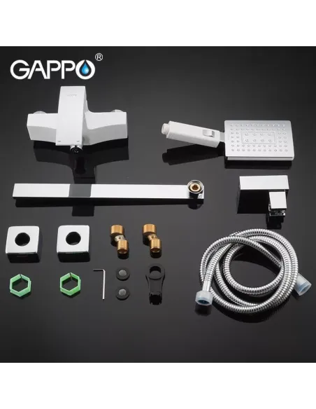 Смеситель для ванны Gappo G2207-7 с душевым набором, белый