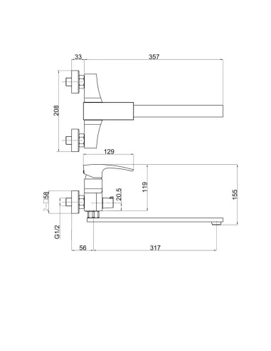 Змішувач для ванни Gappo G2207-7 із душовим набором, білий