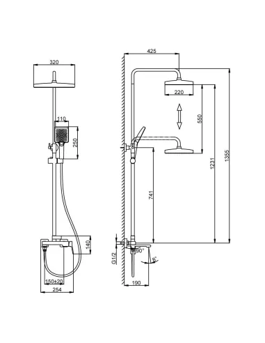 Душевая система Frap F2484 с изливом