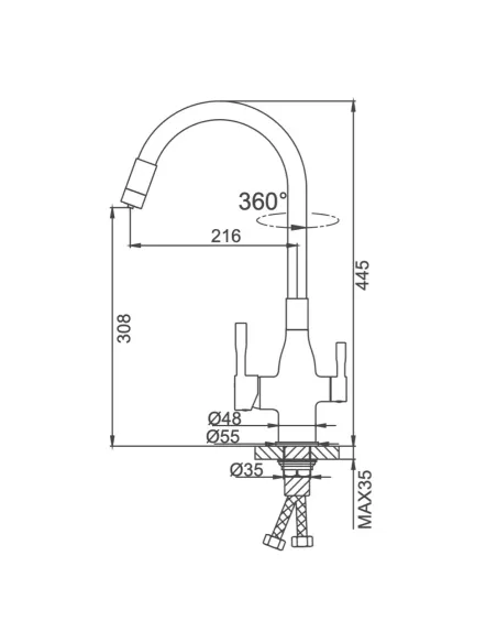 Смеситель для кухни Frap F4396-6, с подключением к фильтру