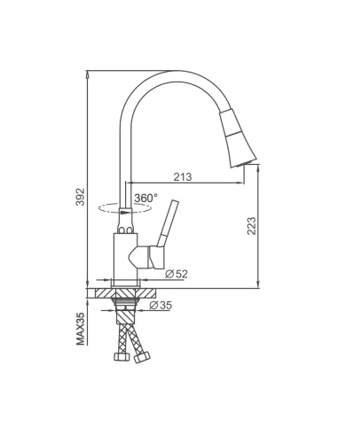Смеситель для кухни Frap F4044-9, с гибким изливом