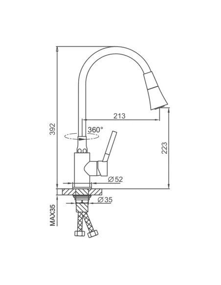 Смеситель для кухни Frap F4044-9, с гибким изливом