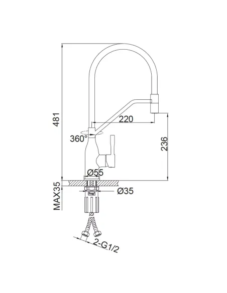 Змішувач для кухні Frap F4497, з гнучким виливом