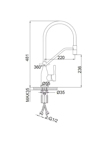 Смеситель для кухни Frap F4497-3, с гибким изливом