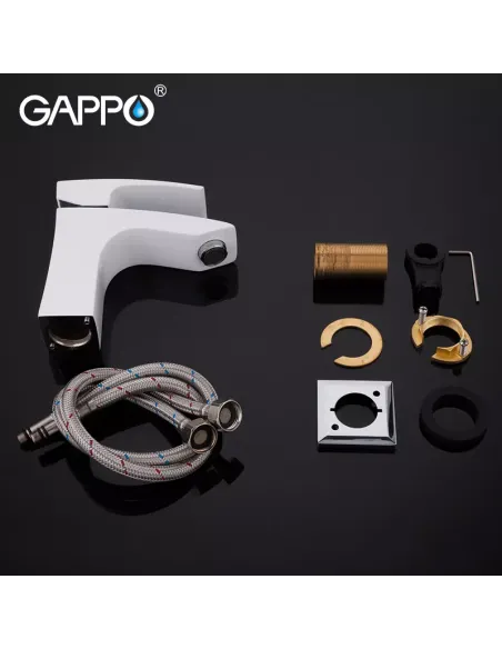 Смеситель для умывальника Gappo G1007-7 белый, однорычажный