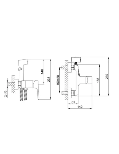 Смеситель для биде Frap F2071 с гигиеническим душем