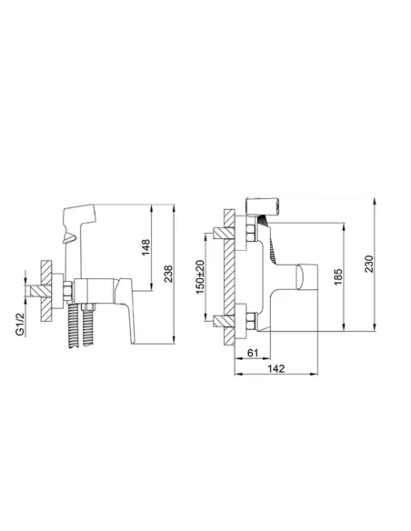 Смеситель для биде Frap F2071 с гигиеническим душем