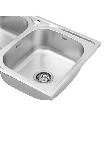 Мойка для кухни прямоугольная Kroner KRP Satin - 5080Z из нержавеющей стали, с двумя чашами