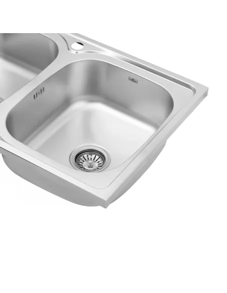 Мийка для кухні прямокутна Kroner KRP Satin-5080Z з нержавіючої сталі, з двома чашами