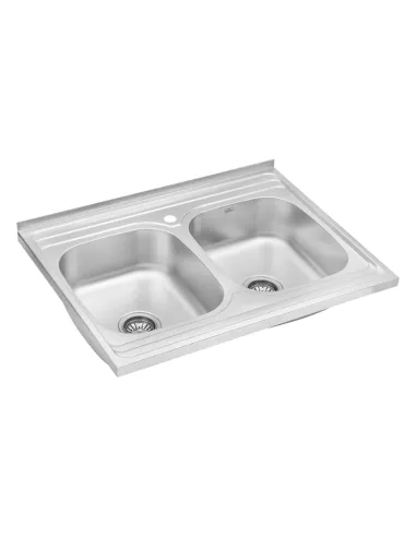 Мойка для кухни прямоугольная Kroner KRP Satin - 6080Z из нержавеющей стали, с двумя чашами