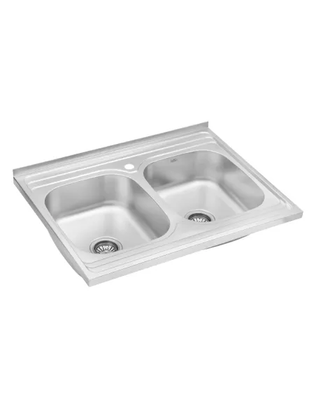 Мойка для кухни прямоугольная Kroner KRP Satin - 6080Z из нержавеющей стали, с двумя чашами