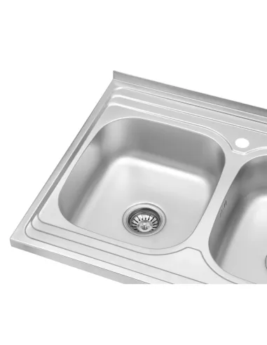 Мийка для кухні прямокутна Kroner KRP Satin-6080Z з нержавіючої сталі, з двома чашами