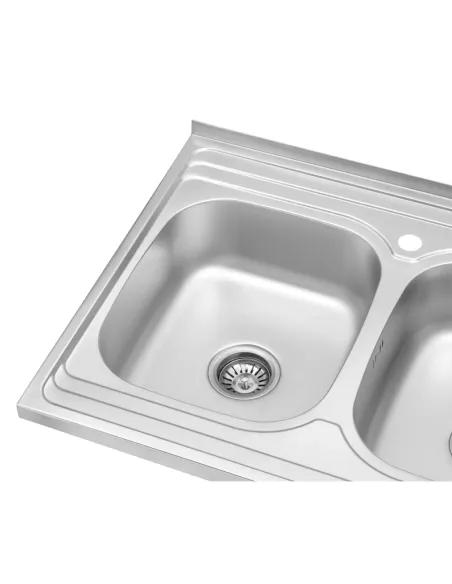 Мойка для кухни прямоугольная Kroner KRP Satin - 6080Z из нержавеющей стали, с двумя чашами