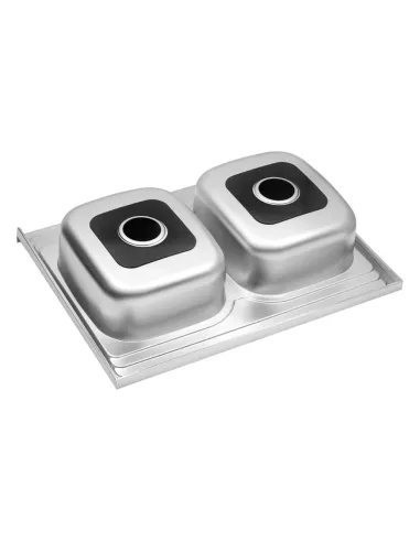 Мийка для кухні прямокутна Kroner KRP Satin-6080Z з нержавіючої сталі, з двома чашами