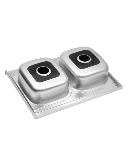 Мийка для кухні прямокутна Kroner KRP Satin-6080Z з нержавіючої сталі, з двома чашами