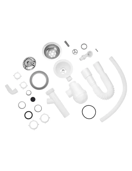 Сифон для кухонної мийки Kroner KRP-KS02R-1 з відведенням для пральної машини, 3 1/2 дюйма