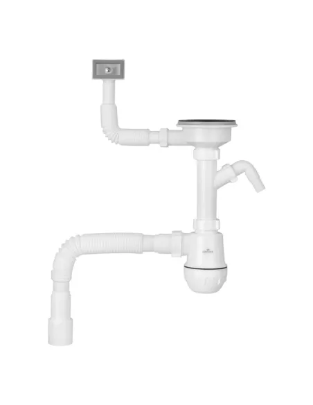 Сифон для кухонної мийки Kroner KRP - KS02-1BLK з відведенням для пральної машини, 3 1/2 дюйма