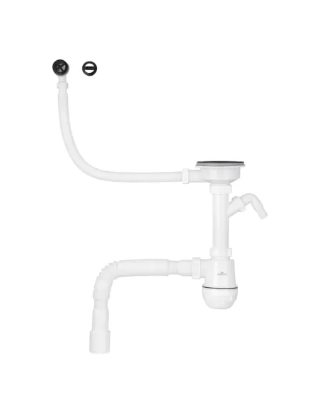 Сифон для кухонной мойки Kroner KRP - KS02R-1BLK с отводом для стиральной машины, 3 1/2 дюйма