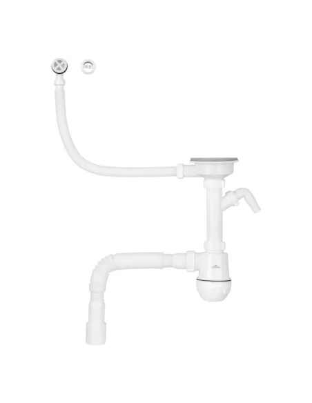 Сифон для кухонной мойки Kroner KRP - KS02R-1WHI с отводом для стиральной машины, 3 1/2 дюйма