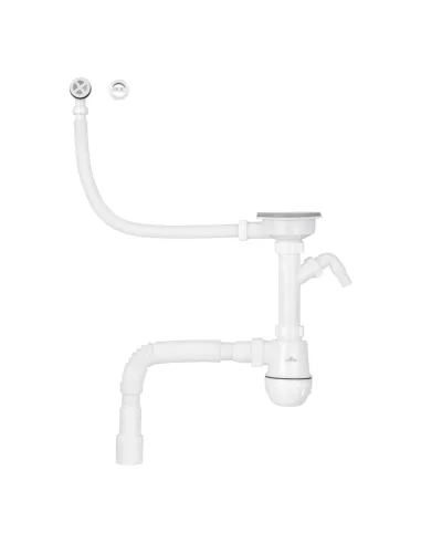 Сифон для кухонной мойки Kroner KRP - KS02R-1WHI с отводом для стиральной машины, 3 1/2 дюйма