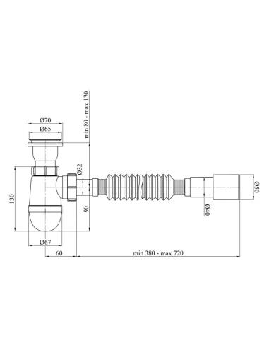 Сифон для кухонной мойки Kroner KRP - TW01 1 1/2 дюйма