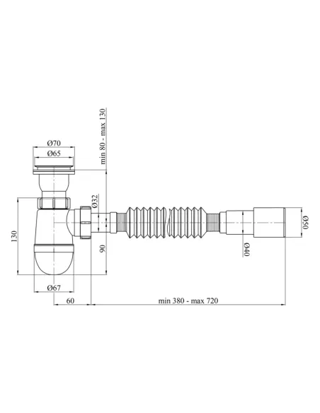 Сифон для кухонной мойки Kroner KRP - TW01 1 1/2 дюйма