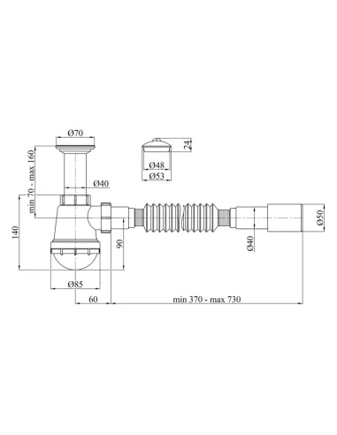 Сифон для умывальника Kroner KRP - TB01 1 1/2 дюйма