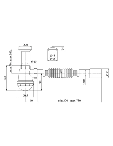 Сифон для умивальника Kroner KRP - TB01 1 1/2 дюйма