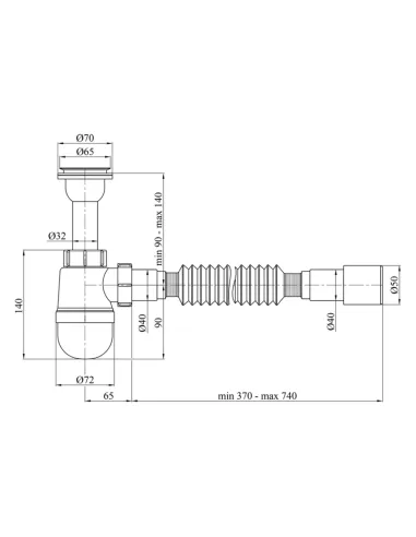 Сифон для умывальника Kroner KRP - TB06 1 1/4 дюйма