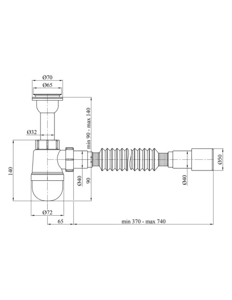 Сифон для умывальника Kroner KRP - TB06 1 1/4 дюйма