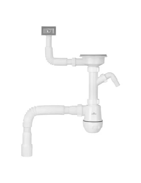 Сифон для кухонной мойки Kroner KRP - KS02-1WHI с отводом для стиральной машины, 3 1/2 дюйма