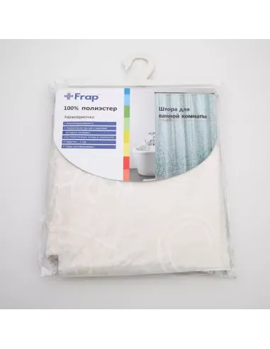 Шторка для ванної Frap F8805, біла, 1800 х 1800 мм